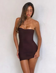 NIYA BANDAGE DRESS - CHOCOLATE