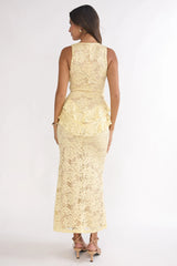 Serenella Peplum Lace Maxi Dress Butter