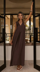 Aliah Maxi Dress - Chocolate