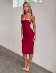 MIDORI MIDI BANDAGE DRESS - CHERRY