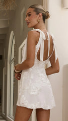 Usha Tie Strap Mini Dress - White