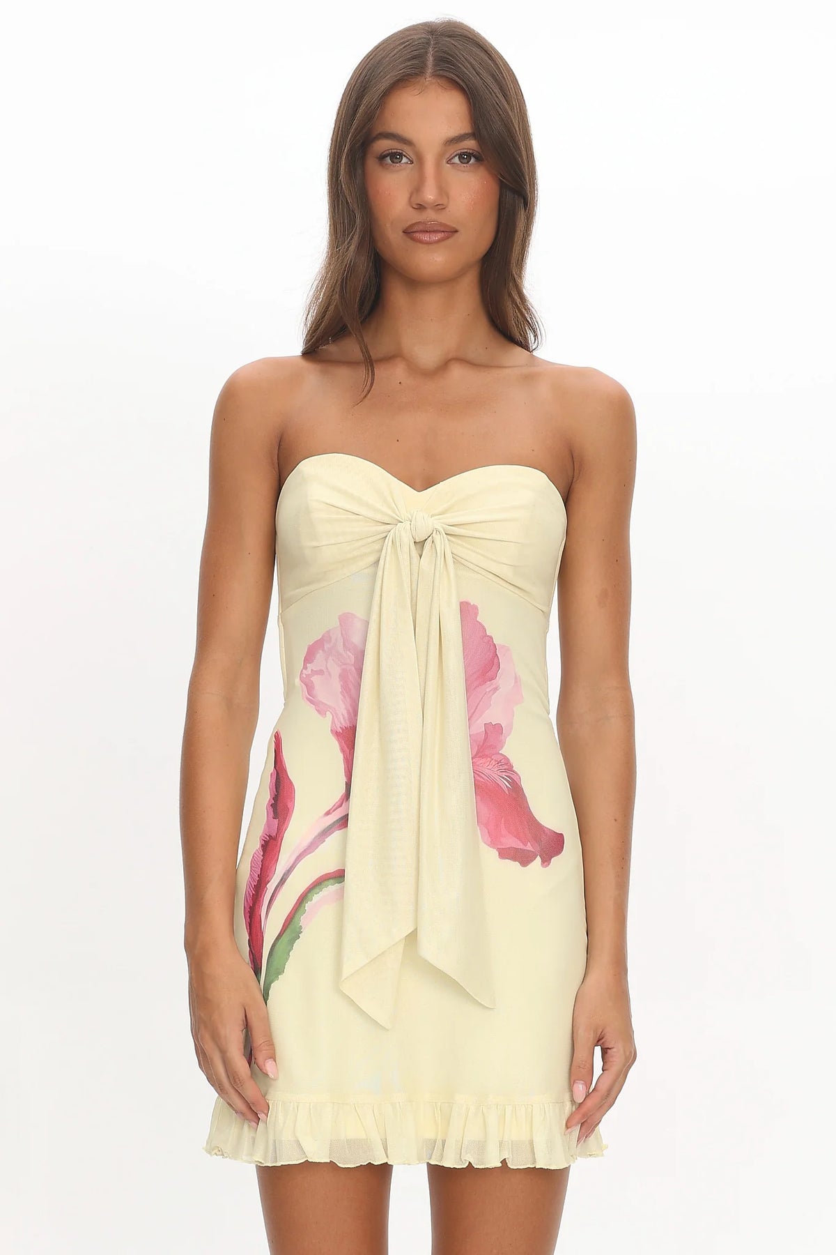 Evandra Sweetheart Neckline Strapless Mini Dress Lemon