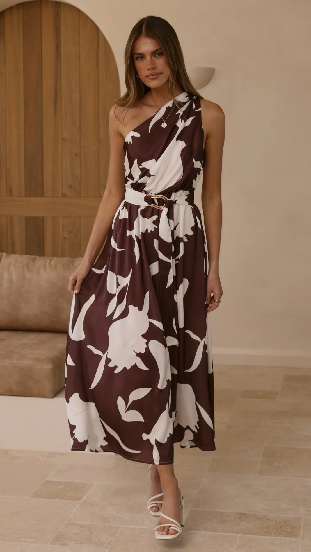 Hadas Maxi Dress - Chocolate/White Print