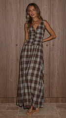 Sanya Maxi Dress - Chocolate Check