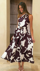 Hadas Maxi Dress - Chocolate/White Print