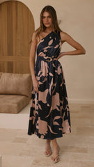 Hadas Maxi Dress - Navy/Pink Print