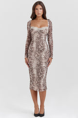 snake print corset dress