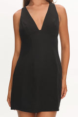 Moonlit Night Ruffle Strap Cut-Out Back Dress Black