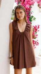 Vanessa Oversized Mini Dress - Chocolate