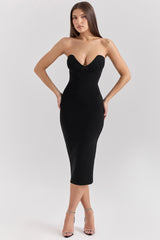 black strapless midi dress - sale