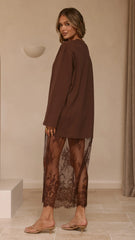 Kailey Lace Maxi Dress - Brown