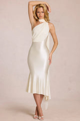 Scarf-Detail Midaxi Dress in Ivory