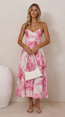 Dallas Midi Dress - Pink Floral