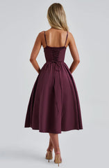 Mariella Midi Dress - Cherry Lacquer