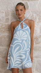 Maja Mini Dress - Coral Blue