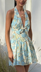 Cerilla Mini Dress - Blue Floral