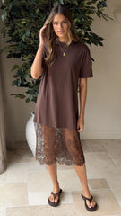 Danika T-Shirt Midi Dress - Chocolate